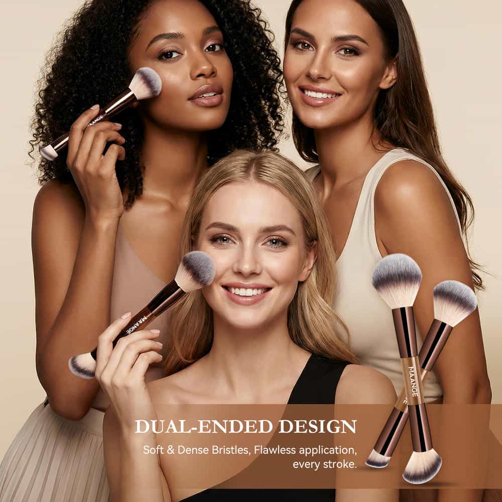 MAANGE Wholesale 7PCS Double-ended Makeup Brush Set 6PCS Powder Puff Makeup Bag Professional Facial Makeup Brush Set - 图片 8