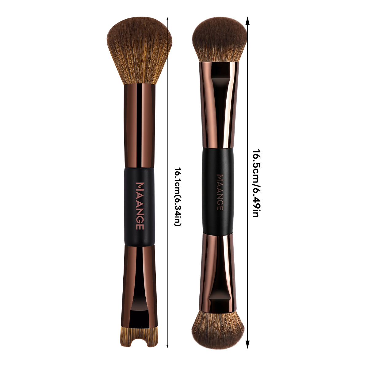 MAANGE Custom 2PCS Double-ended Makeup Brush Foundation Conture Concealer Loose Powder  Facial Professional Makeup Brush Set - 图片 3