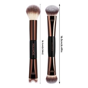 MAANGE Wholesale 2PCS Double-ended Makeup Brush Foundation Conture Concealer Loose Powder  Facial Professional Makeup Brush Set - 图片 3