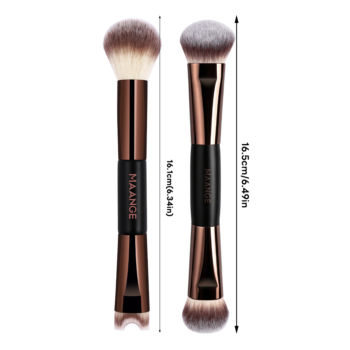 MAANGE Wholesale 2PCS Double-ended Makeup Brush Foundation Conture Concealer Loose Powder  Facial Professional Makeup Brush Set - 图片 3