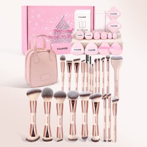 MAANGE High Quality 21PCS Makeup Brush 12PCS Powder Puff  Makeup Bag Foundation Eyeshadow Loose Powder Blush Makeup Brush Set