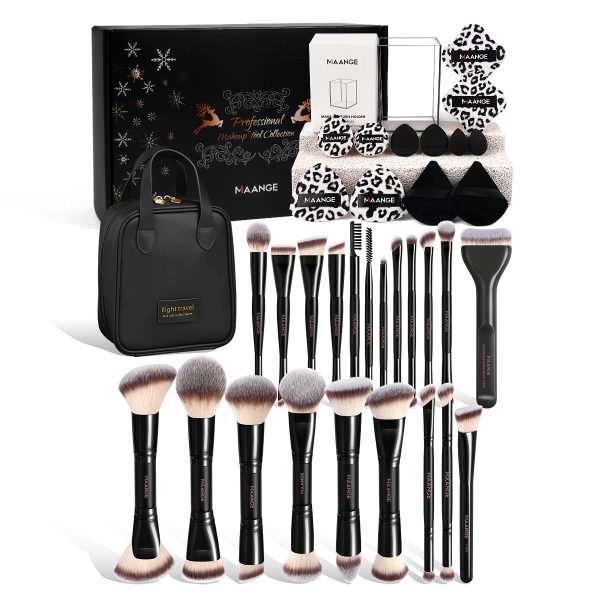 MAANGE Wholesale 21PCS Makeup Brush 12PCS Powder Puff Makeup Bag Foundation Eyeshadow Loose Powder Blush Makeup Brush Set