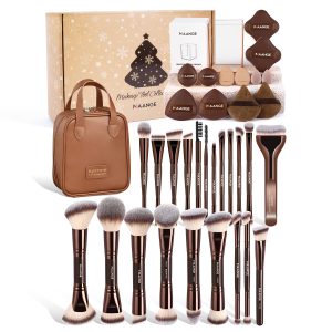MAANGE Custom OEM&ODM 21PCS Makeup Brush 12PCS Powder Puff  Makeup Bag Foundation Eyeshadow Loose Powder Blush Makeup Brush Set