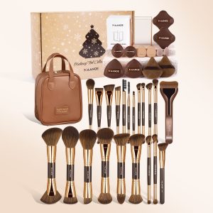 MAANGE Professional 21PCS Makeup Brush 12PCS Powder Puff  Makeup Bag Foundation Eyeshadow Loose Powder Blush Makeup Brush Set