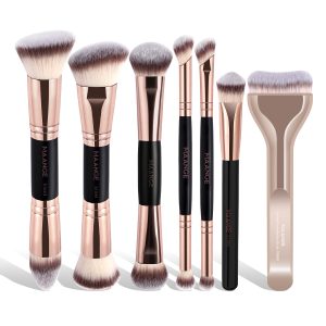 MAANGE Wholesale Custom Logo OEM&ODM Luxury 7pcs Makeup Brushes Set Wood Handle Facial Professional Makeup Brush Set