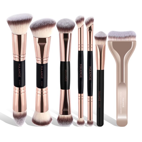 MAANGE Wholesale Custom Logo OEM&ODM Luxury 7pcs Makeup Brushes Set Wood Handle Facial Professional Makeup Brush Set