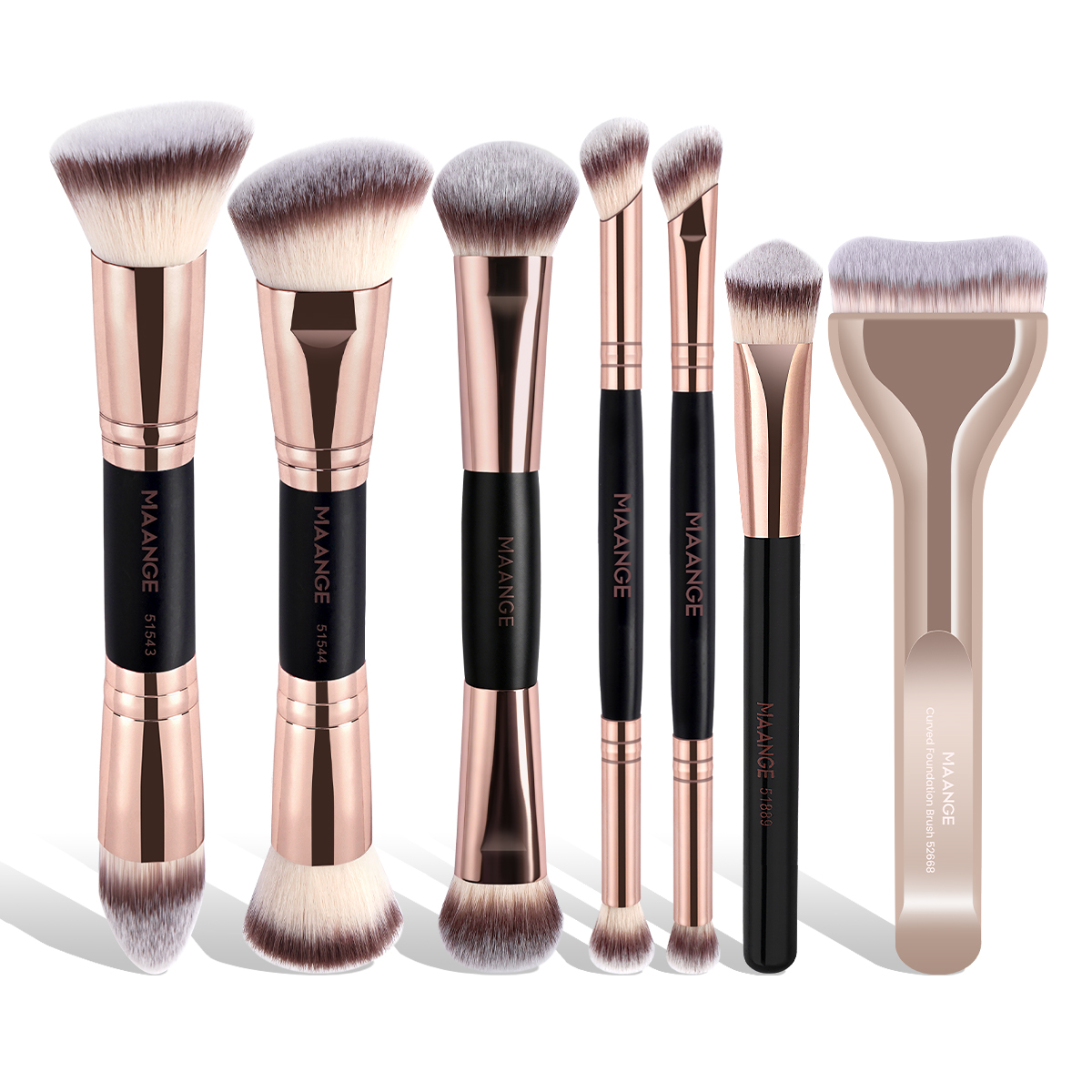 MAANGE Wholesale Custom Logo OEM&ODM Luxury 7pcs Makeup Brushes Set Wood Handle Facial Professional Makeup Brush Set - 图片 1