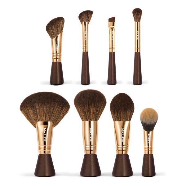 MAANGE Wholesale Private Label 8pcs Makeup Brushes Foundation Concealer Blush Short-handled Travel Portable Makeup Brush Set