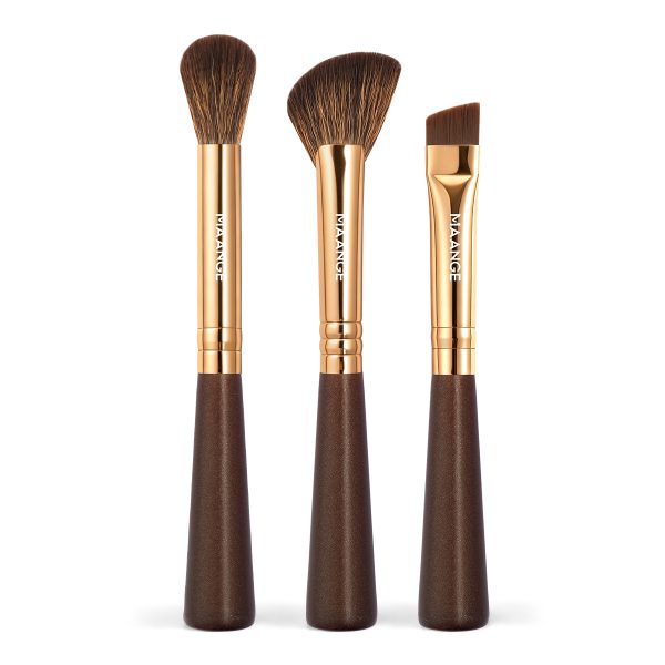 MAANGE Wholesale 3 Short-handled Eye Makeup Brushes Wooden Handles Custom OEM&ODM Makeup Brush Set