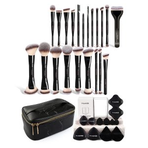 MAANGE Professional  21pcs Makeup Brush  12pcs Powder Puff Makeup Bag Makeup Tools Facial Makeup Brushes