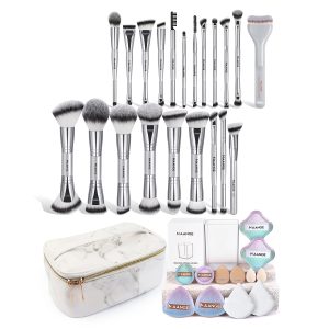 MAANGE Wholesale Custom OEM&ODM 21pcs Makeup Brush  12pcs Powder Puff Makeup Bag Makeup Tools Facial Professional Makeup Brushes
