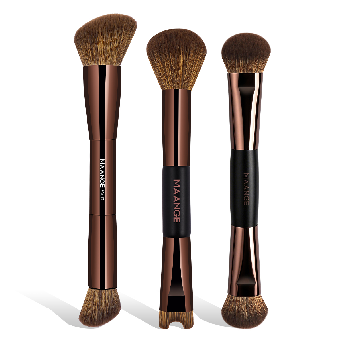 MAANGE Hot Sale 3pcs Double-Ended Makeup Brush Foundation Cosmetic Brush Professional Private Label Concealer Makeup Brushes Set - 图片 1
