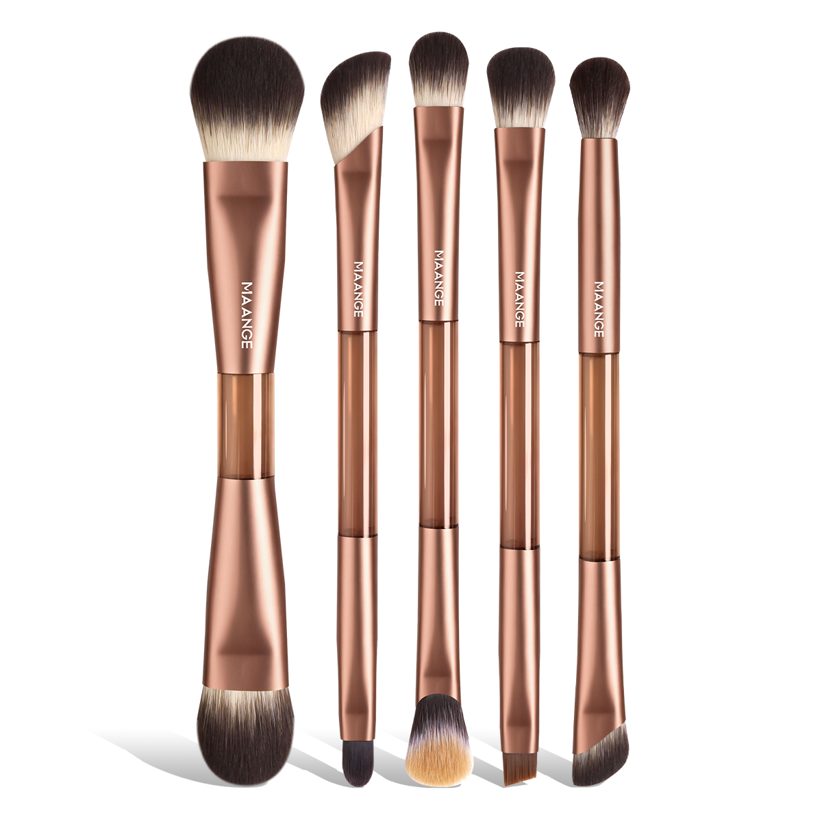 MAANGE Professional 5PCS Double-Ended Makeup Brush Set Foundation Eyeshadow Loose Powder Makeup Brushes Makeup Brush Set - 图片 1