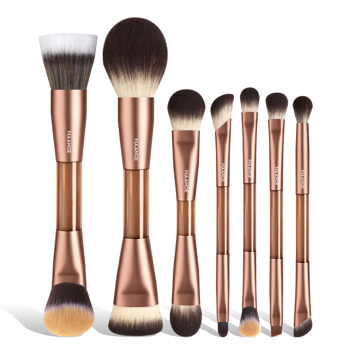 MAANGE Luxury 7pcs Double-Ended Makeup Brush Set Foundation Custom Logo Makeup Brushes  7pcs Professional Makeup Brush Set - 图片 1