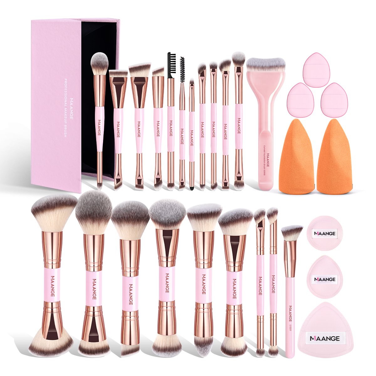 MAANGE  Wholesale 21pcs Makeup Brushes Set 8pcs Powder Puff Foundation Concealer Blush Professional Brushes for Makeup - 图片 1