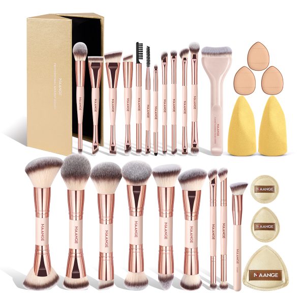 MAANGE Wholesale Private Label  21pcs Makeup Brushes 8pcs Powder Puff Foundation Concealer Blush Professional Brushes for Makeup