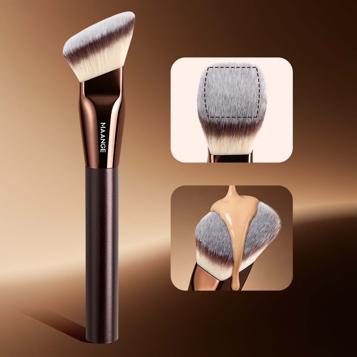 MAANGE 8PCS Facial  Makeup Brush Wood Handle Synthetic Hair Fluffy Soft Fibers  Customizable Makeup Tools Brush - 图片 5