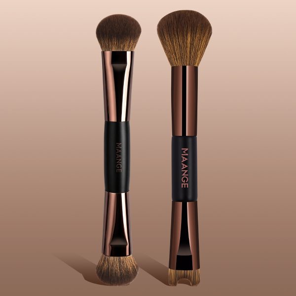 MAANGE Custom 2PCS Double-ended Makeup Brush Foundation Conture Concealer Loose Powder Facial Professional Makeup Brush Set