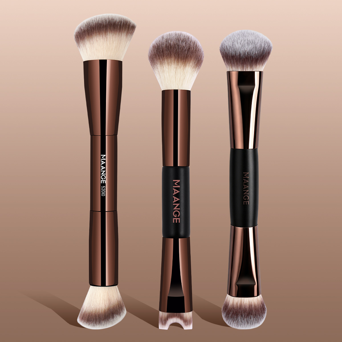 MAANGE 3pcs  Double-Ended Makeup Brush Foundation Cosmetic Brush Professional Private Label Concealer Makeup Brushes Set - 图片 2
