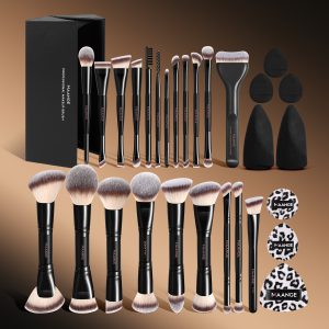 MAANGE Wholesale Customized 21pcs Makeup Brushes 8pcs Powder Puff Foundation Concealer Blush Professional Makeup Brush Set