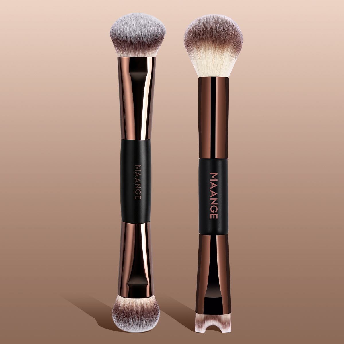 MAANGE Wholesale 2PCS Double-ended Makeup Brush Foundation Conture Concealer Loose Powder  Facial Professional Makeup Brush Set - 图片 1