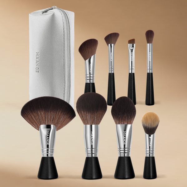 MAANGE Private Label 8pcs Makeup Brushes Makeup Bag Foundation Concealer Blush Short-handled Travel Portable Makeup Brush Set