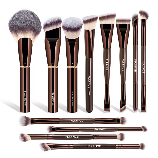 Maange Wholesale Custom OEM&ODM Makeup Tools Foundation Loose Powder Blush Eyeshadow 9pcs Professional Makeup Brush Set