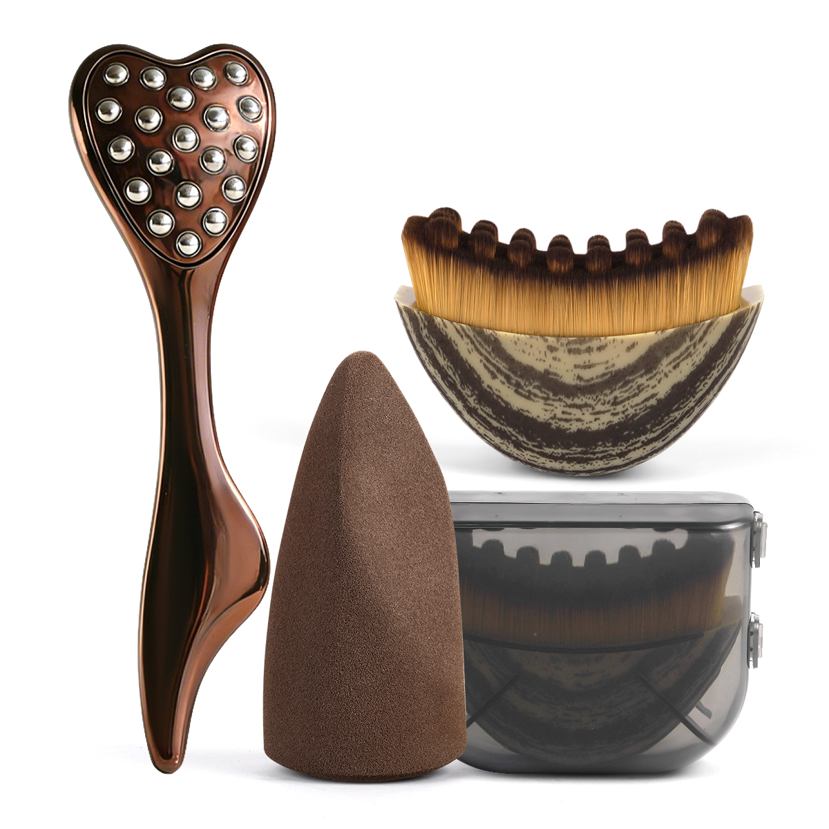 MAANGE Wholesale Heart-shaped Massager Lymphatic Contour Brush  Tongue-shaped Beauty Sponge Lymphatic Contour Brush Makeup Brush - 图片 1