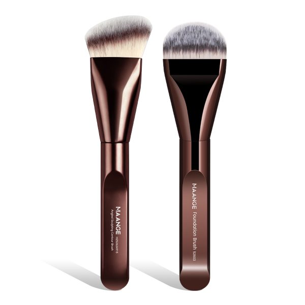 MAANGE Wholesale 2PCS Foundation Loose Powder Makeup Brush Set Private Label &OEM BB Cream Brochas De Maquillaje Makeup Tools