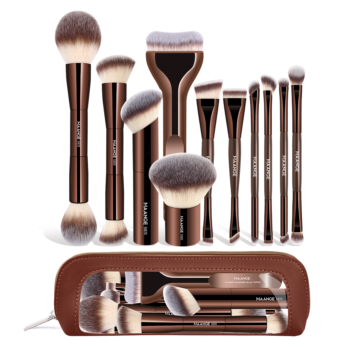 MAANGE Professional 11PCS  Makeup Brushes Makeup Bag Foundation Powder EyeShadows Face Makeup Brushes Set - 图片 1