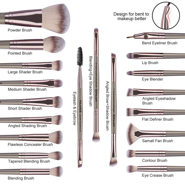 MAANGE 22pcs Makeup Brush Set  Foundation Contouring Eyeshadow Loose Powder Professional Custom Private Label Makeup Brush Set