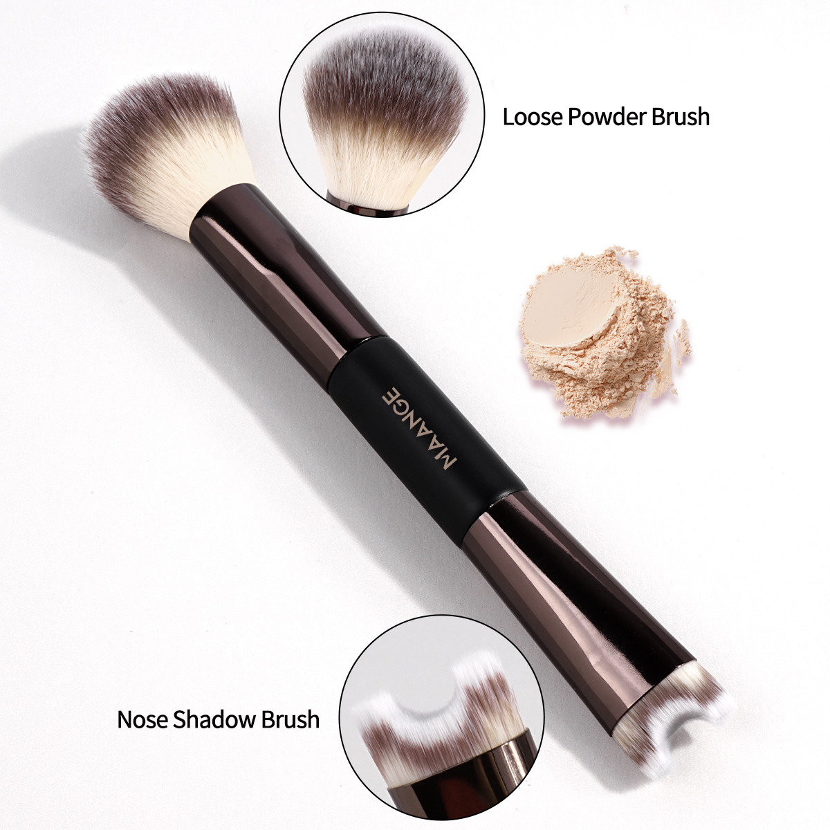 MAANGE 3pcs  Double-Ended Makeup Brush Foundation Cosmetic Brush Professional Private Label Concealer Makeup Brushes Set - 图片 6