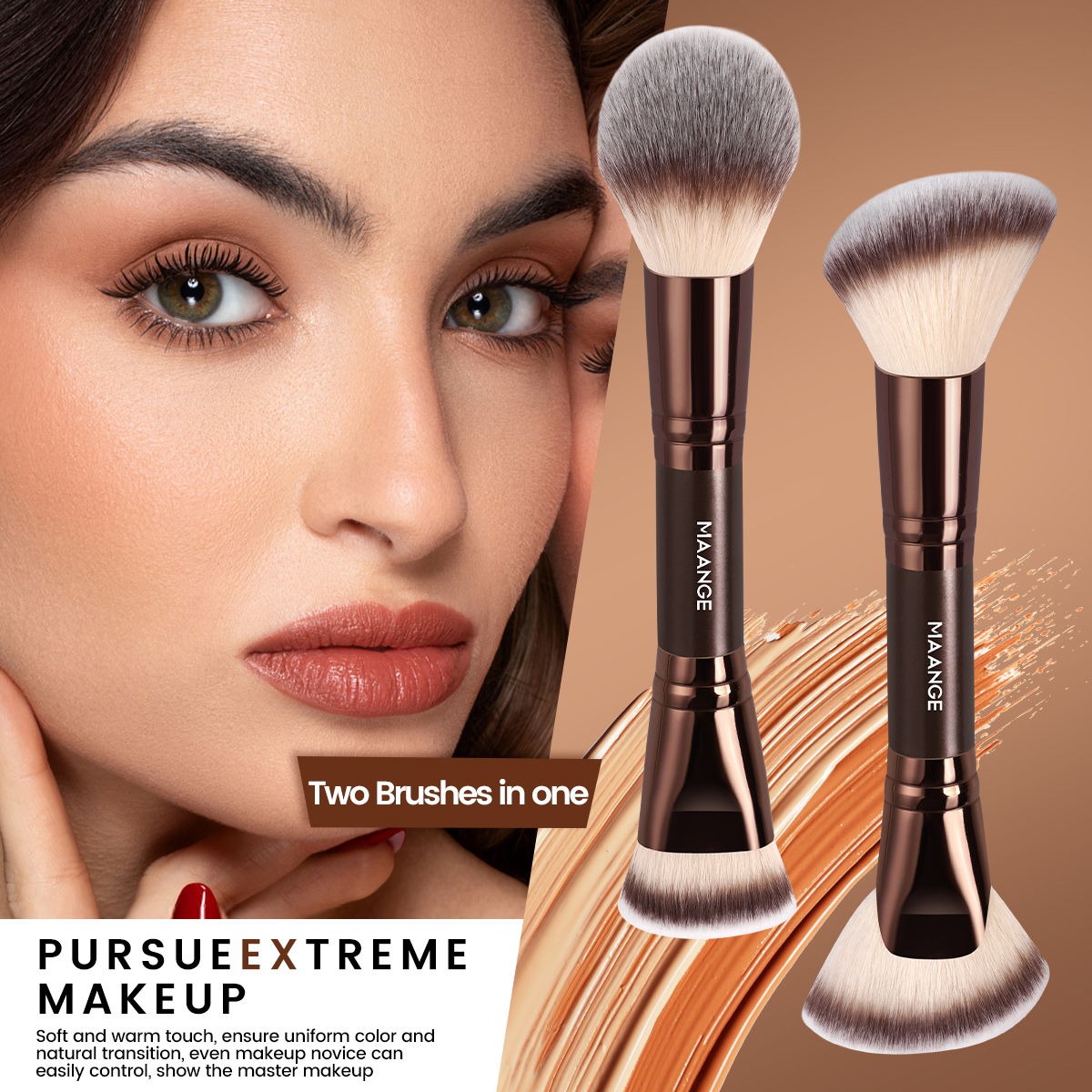 MAANGE Custom OEM&ODM 21PCS Makeup Brush 12PCS Powder Puff  Makeup Bag Foundation Eyeshadow Loose Powder Blush Makeup Brush Set - 图片 7