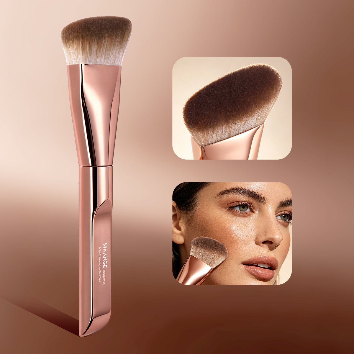 MAANGE Custom Logo OEM&ODM Single Sloping Makeup Brush 1pcs Powder Puff  Fluffy Soft Fibers Professional Contour  Makeup Brush - 图片 7