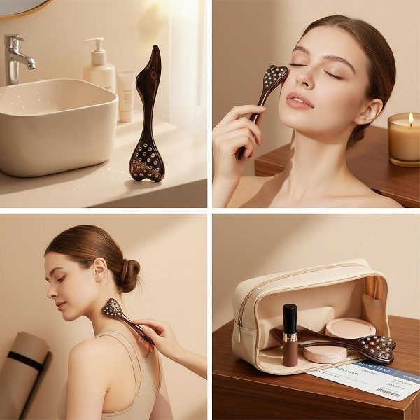 MAANGE Wholesale Heart-shaped Massager Lymphatic Contour Brush Tongue-shaped Beauty Sponge Lymphatic Contour Brush Makeup Brush