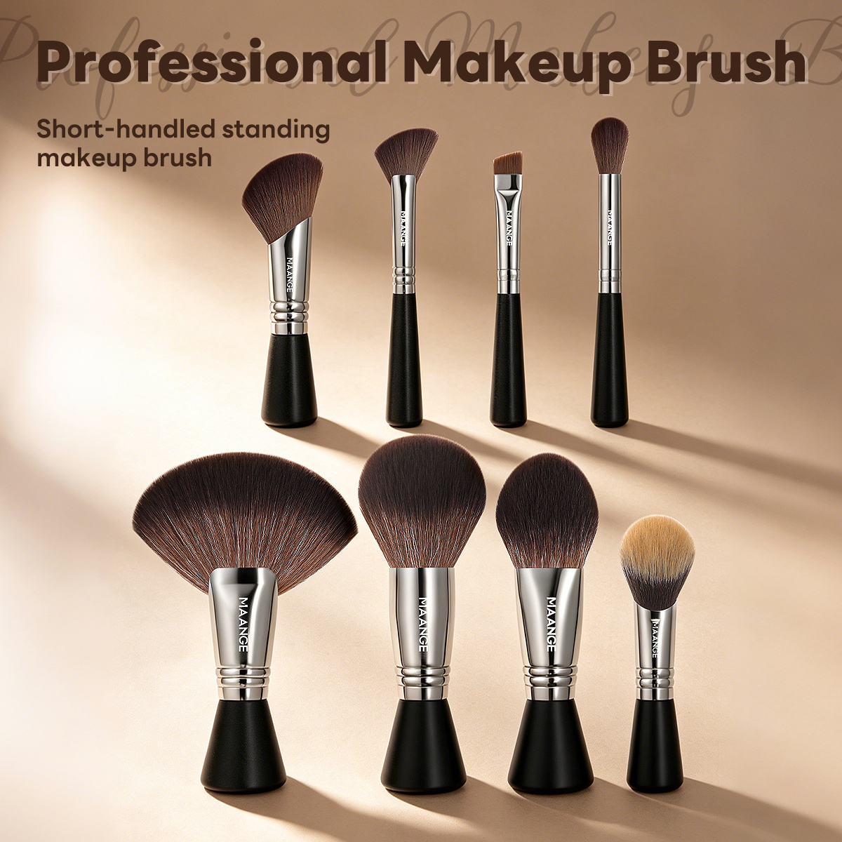 MAANGE Private Label  8pcs Makeup Brushes  Makeup Bag Foundation Concealer Blush Short-handled Travel Portable Makeup Brush Set - 图片 2