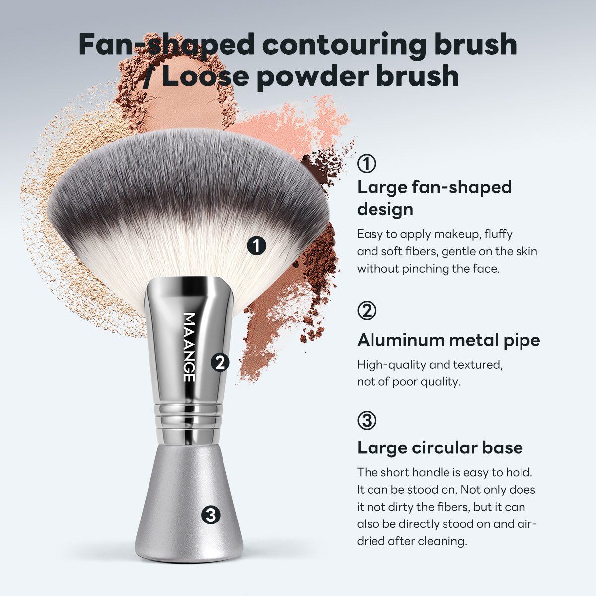 MAANGE Customization Single Makeup Brush Fan-shaped Contouring Brush Loose Powder Brush Makeup Brush - 图片 2
