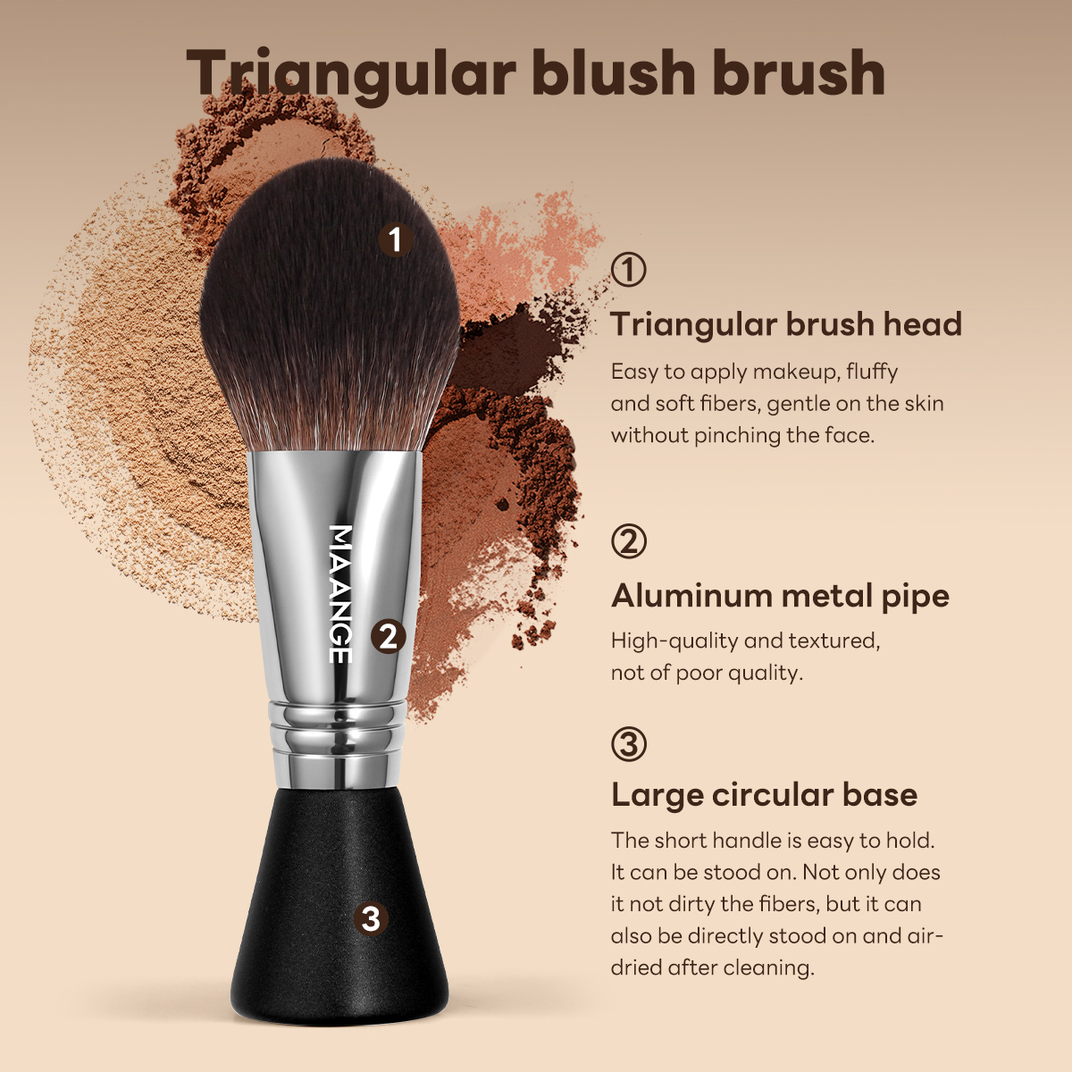 MAANGE Wholesale Custom OEM&ODM  Single Makeup Brush Loose Powder Makeup Brush Triangular Blush Brush - 图片 2