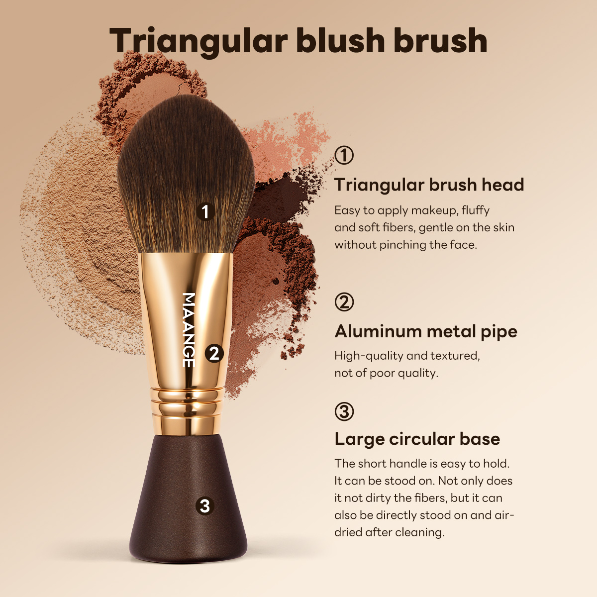 MAANGE Custom OEM&ODM Triangular Blush Brush Single Makeup Brush Loose Powder Makeup Tools Makeup Brushes - 图片 2