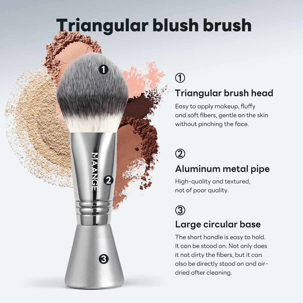 MAANGE Wholesale Custom OEM&ODM Triangular Blush Brush Single Makeup Brush Loose Powder Makeup Brushes - 图片 2