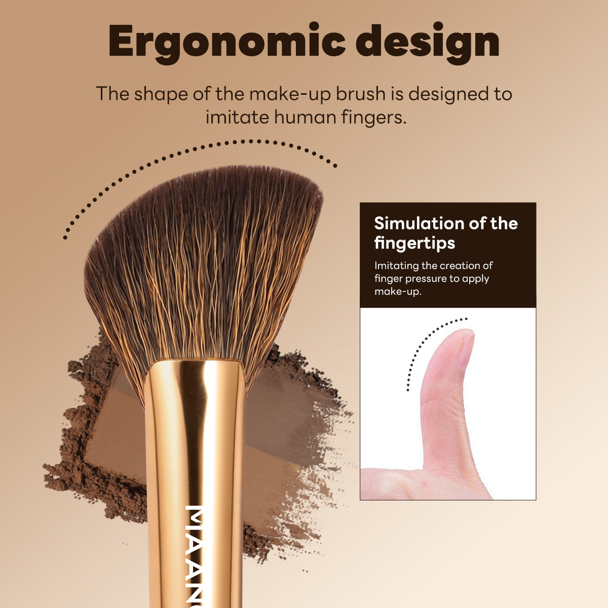 MAANGE Wholesale 3 Short-handled Eye Makeup Brushes  Wooden Handles Custom OEM&ODM Makeup Brush Set - 图片 2