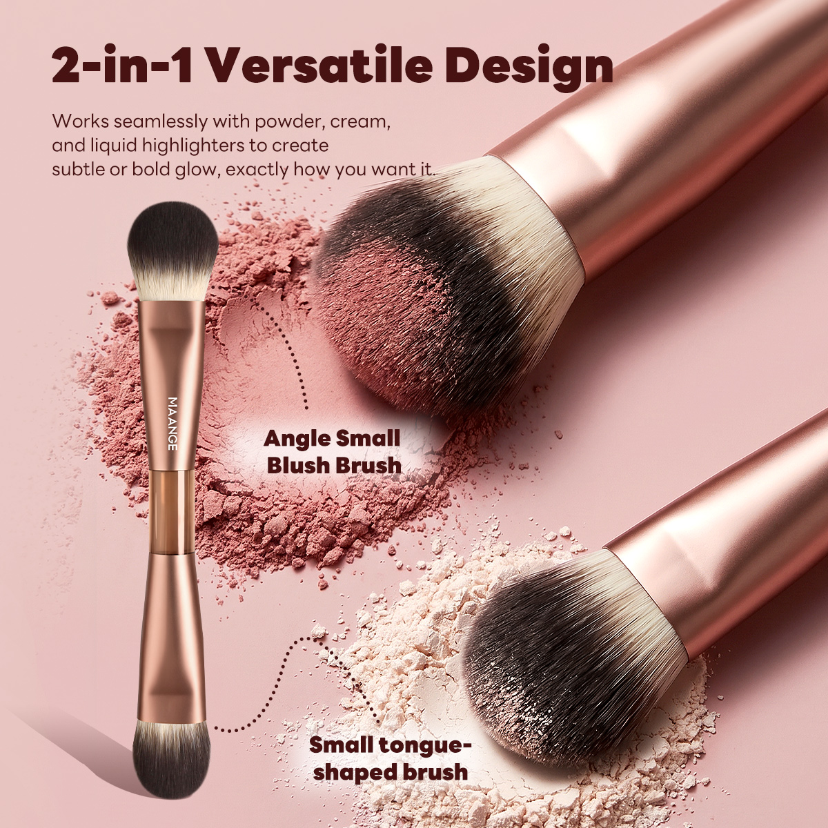 MAANGE Professional 5PCS Double-Ended Makeup Brush Set Foundation Eyeshadow Loose Powder Makeup Brushes Makeup Brush Set - 图片 2