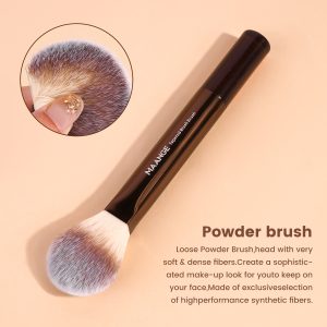 MAANGE 8PCS Facial  Makeup Brush Wood Handle Synthetic Hair Fluffy Soft Fibers  Customizable Makeup Tools Brush - 图片 6