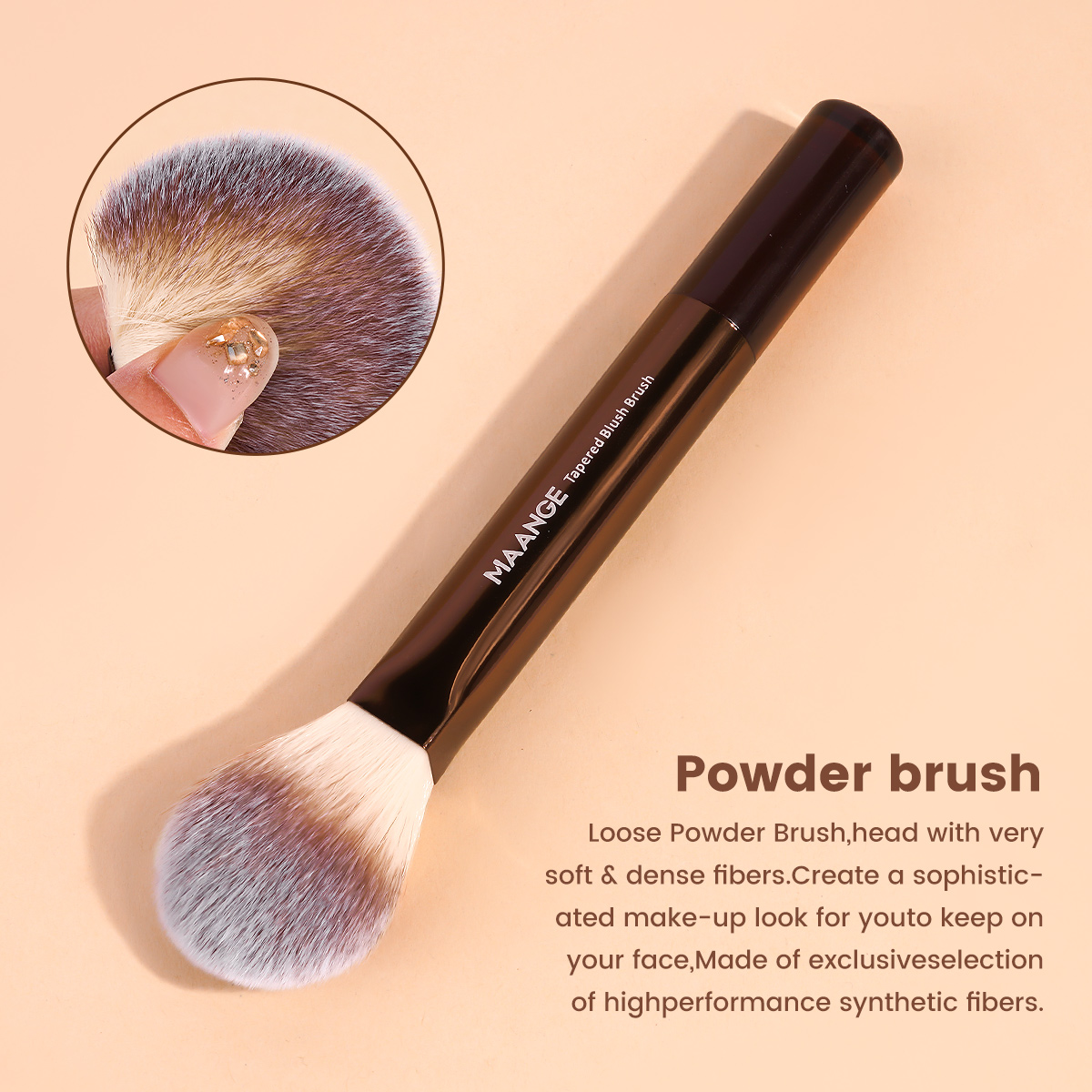 MAANGE 8PCS Facial  Makeup Brush Wood Handle Synthetic Hair Fluffy Soft Fibers  Customizable Makeup Tools Brush - 图片 6