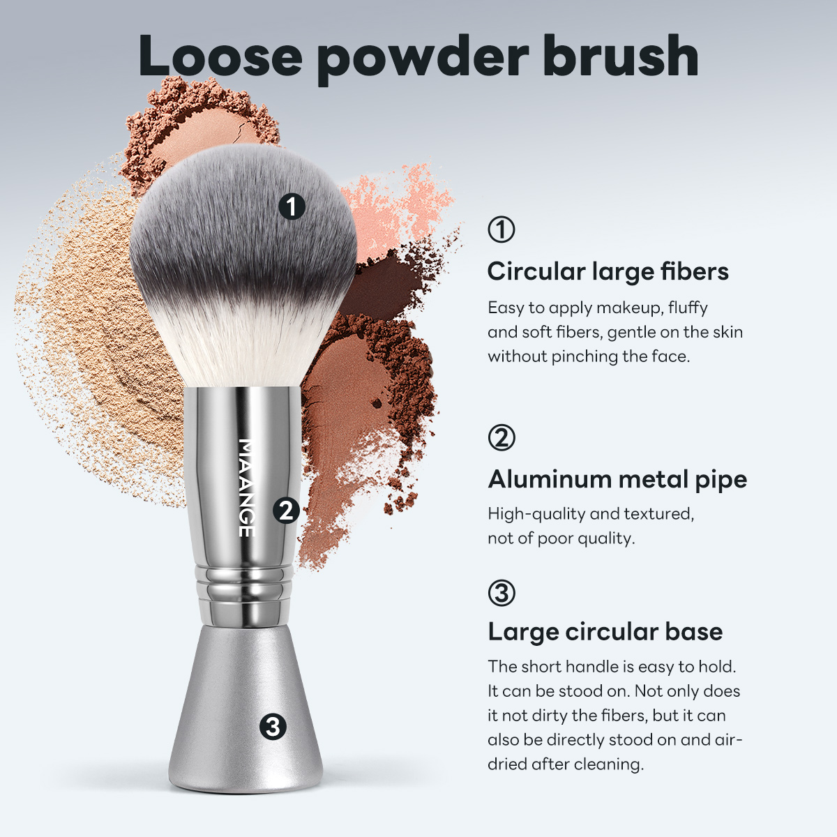 MAANGE Wholesale Custom OEM&ODM Single Makeup Brush  Fluffy Soft Fibers Loose Powder Brush Blush Makeup Brush - 图片 2