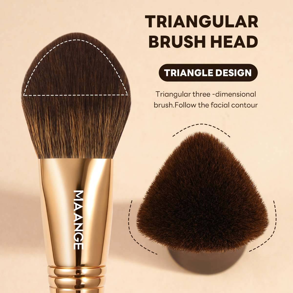 MAANGE Custom OEM&ODM Triangular Blush Brush Single Makeup Brush Loose Powder Makeup Tools Makeup Brushes - 图片 3