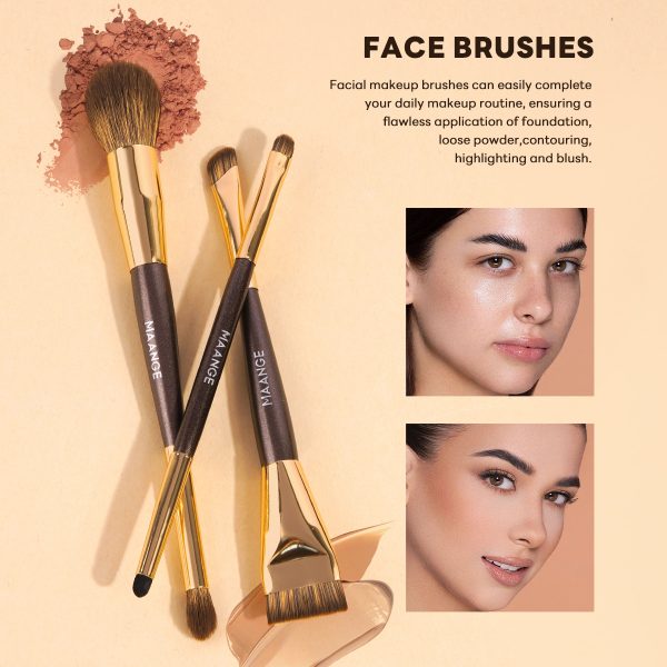 MAANGE Professional 21PCS Makeup Brush 12PCS Powder Puff Makeup Bag Foundation Eyeshadow Loose Powder Blush Makeup Brush Set