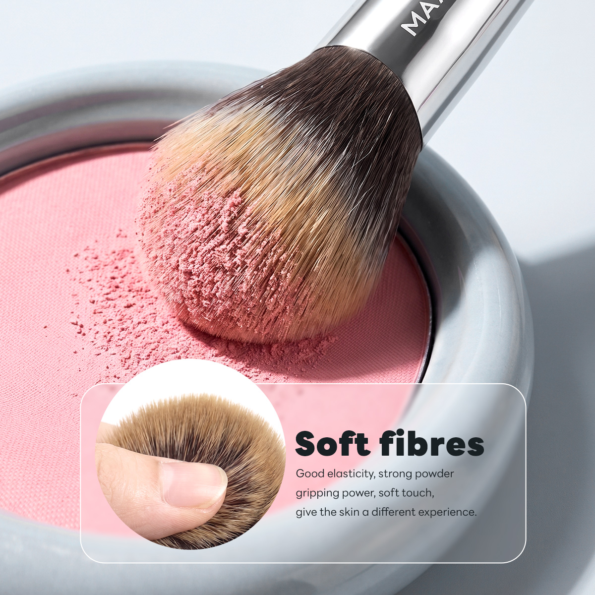 MAANGE Custom OEM&ODM Single Blush Makeup Brush Fluffy Soft Fibers Synthetic Hair  Angle Small Blush Brush Single Makeup Brush - 图片 4