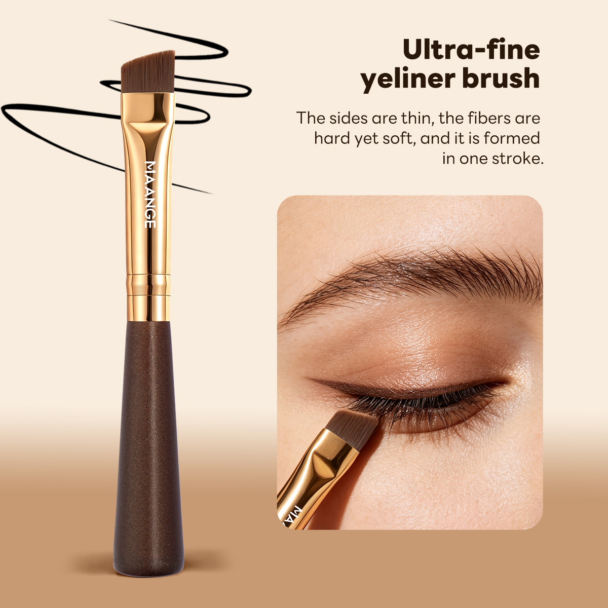 MAANGE Wholesale 3 Short-handled Eye Makeup Brushes  Wooden Handles Custom OEM&ODM Makeup Brush Set - 图片 4
