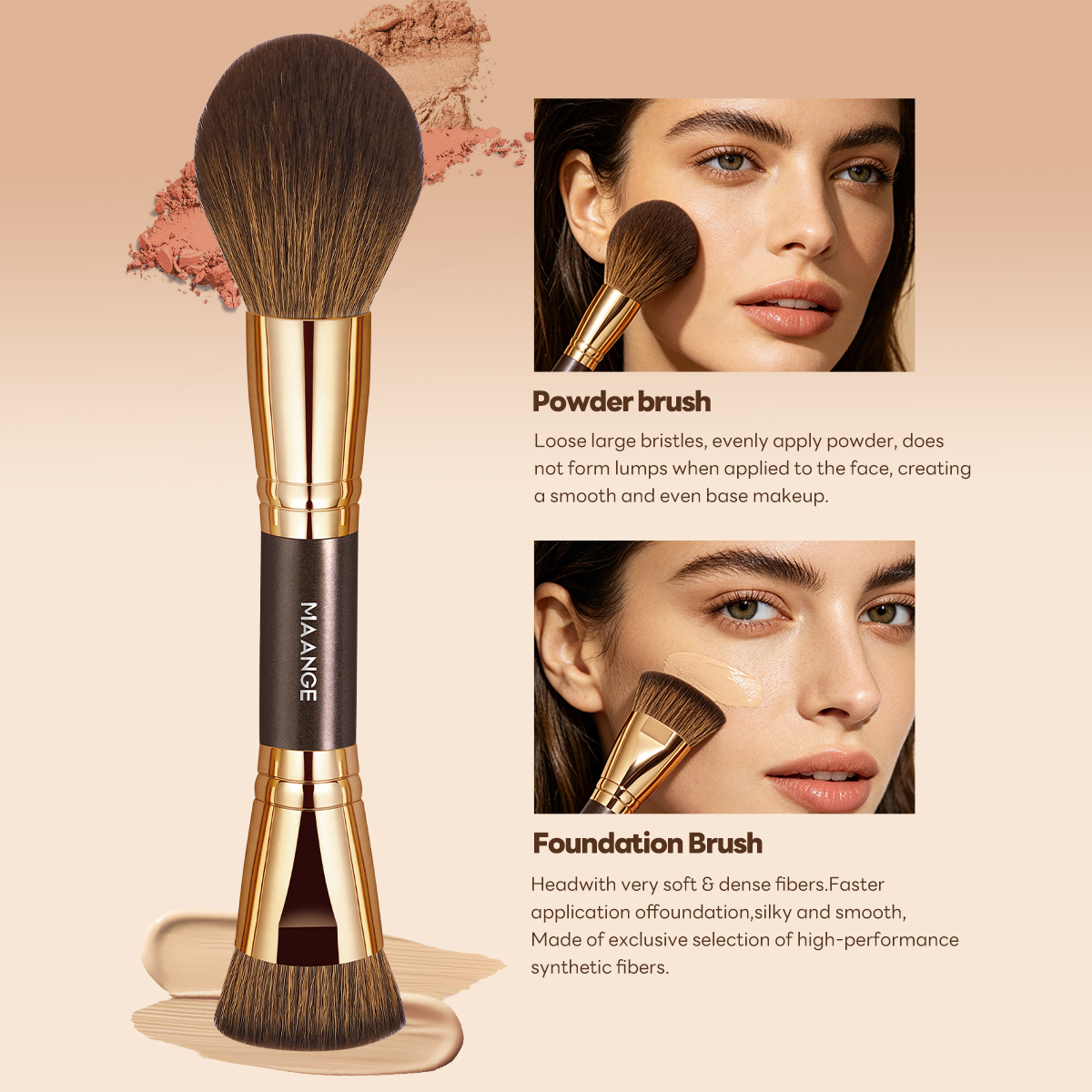 MAANGE Professional 21PCS Makeup Brush 12PCS Powder Puff  Makeup Bag Foundation Eyeshadow Loose Powder Blush Makeup Brush Set - 图片 5